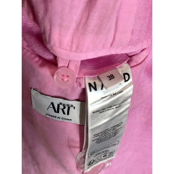 NA-KD ART Oversized Linen Blazer Pink Unisex Editorial Statement Jacket - Picture 6 of 9